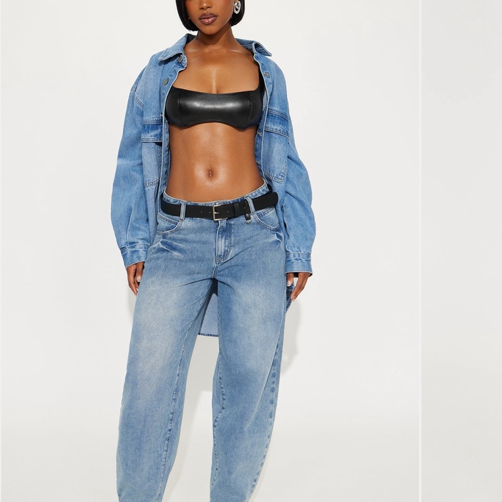 Fashion Nova Blue Denim Balloon Stretch Women Jeans